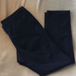 Blue pants with faux leather on waist